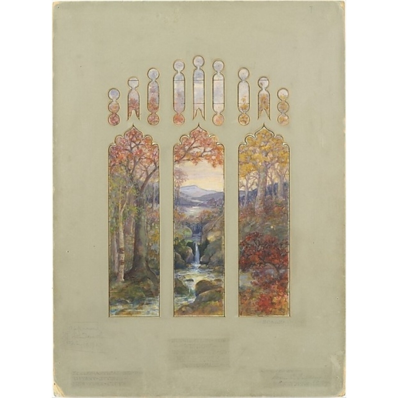Design For Autumn Landscape Window Poster Print By Louis Comfort Tiffany (American York 1848 ??1933 York) (18 X